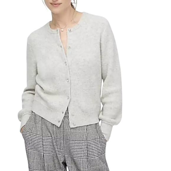 J. Crew Dusk Gray Jeweled Button Down Ribbed Cardigan Sweater - Picture 4 of 12